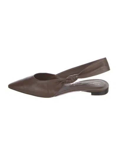Pre-owned Santoni Leather Slingback Flats In Brown