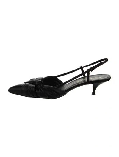 Pre-owned Santoni Leather Slingback Pumps In Black