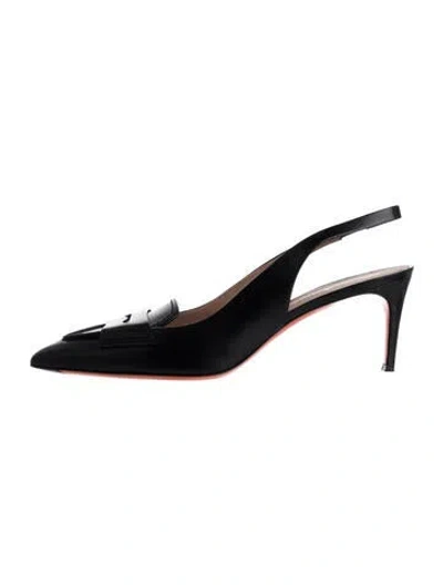Pre-owned Santoni Leather Slingback Pumps In Black
