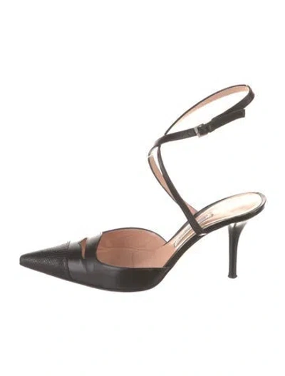 Pre-owned Santoni Leather Slingback Pumps In Brown
