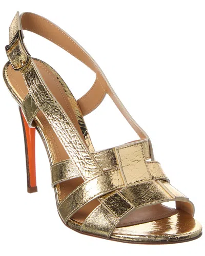 Santoni Leather Slingback Sandal In Gold