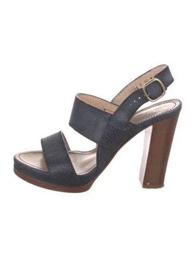 Pre-owned Santoni Leather Slingback Sandals In Blue