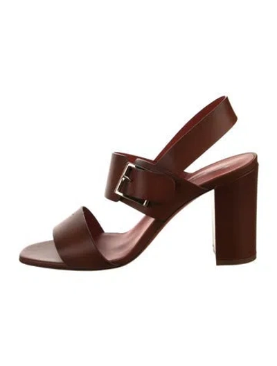 Pre-owned Santoni Leather Slingback Sandals In Brown