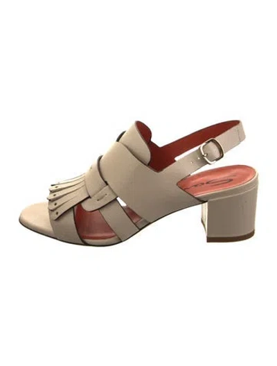 Pre-owned Santoni Leather Slingback Sandals In Neutral
