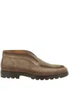 Santoni Leather Slip-on Boots In Brown