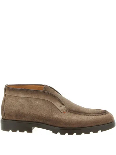 SANTONI LEATHER SLIP-ON BOOTS
