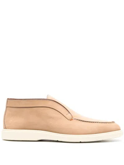 Santoni Leather Slip-on Boots In Neutrals