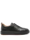 Santoni Victory Tumbled Leather Slip-on Sneakers In Black