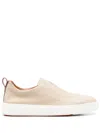 Santoni Leather Slip-on Sneakers In Neutrals
