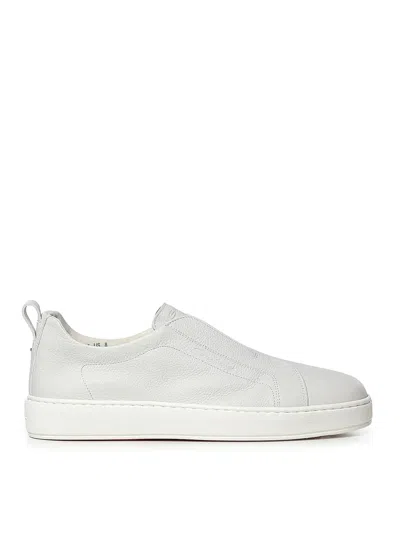 Santoni Leather Slip-on Trainers In White