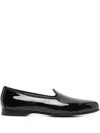 Santoni Leather Slippers In Black