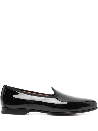Santoni Leather Slippers In Black
