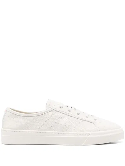 Santoni Leather Snaakers In White