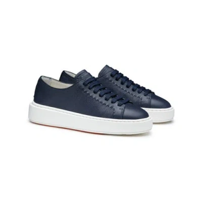 Santoni Leather Sneaker In Multi