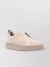 Santoni Leather Sneaker With Logo And Padded Ankle In Multi