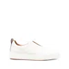 Santoni Slip-on Sneakers With Calf Leather And Durable Rubber Sole In White