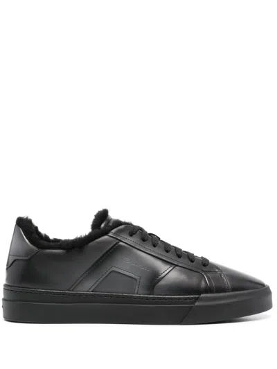SANTONI LEATHER SNEAKERS