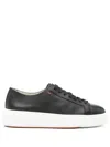 Santoni Leather Sneakers In Black