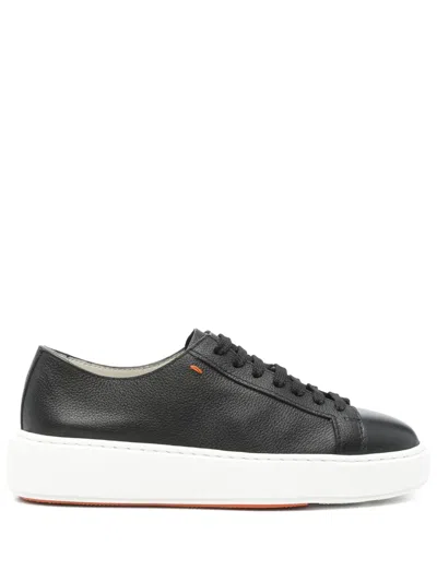 SANTONI LEATHER SNEAKERS
