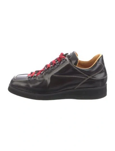 Pre-owned Santoni Leather Sneakers In Black