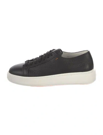 Pre-owned Santoni Leather Sneakers In Black
