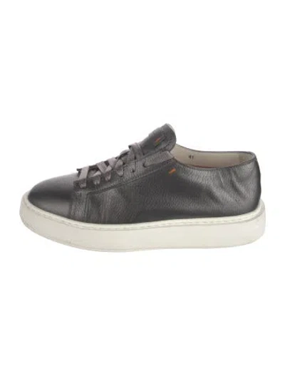 Pre-owned Santoni Leather Sneakers In Black