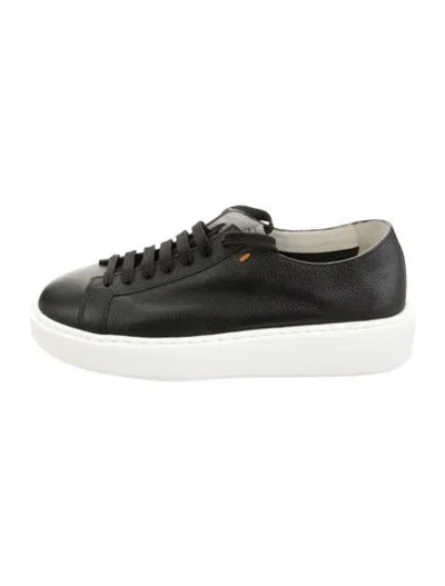 Pre-owned Santoni Leather Sneakers In Black