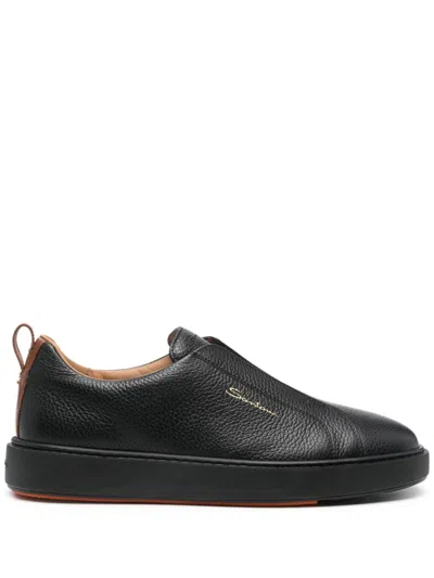 SANTONI LEATHER SNEAKERS