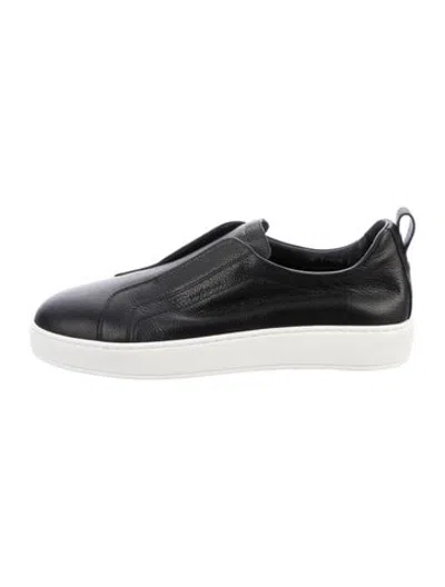 Pre-owned Santoni Leather Sneakers In Black/white