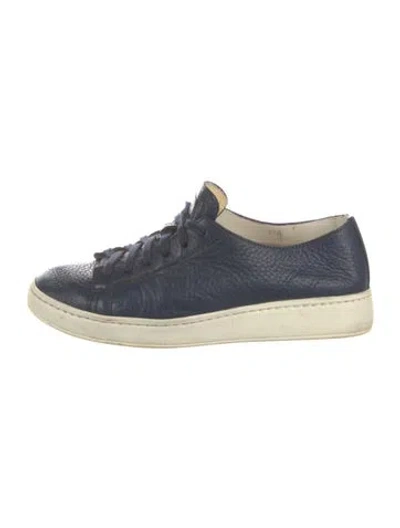 Pre-owned Santoni Leather Sneakers In Blue