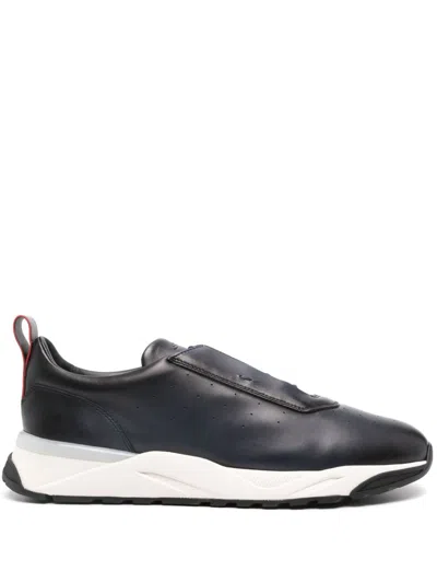 SANTONI LEATHER SNEAKERS