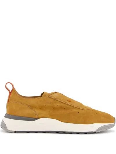 Santoni Leather Sneakers In Brown