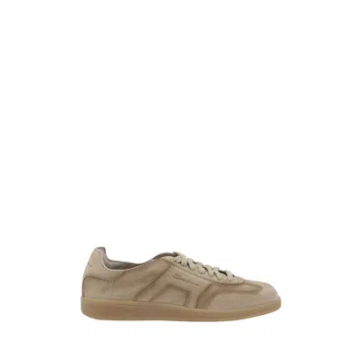 Santoni Leather Sneakers In Brown