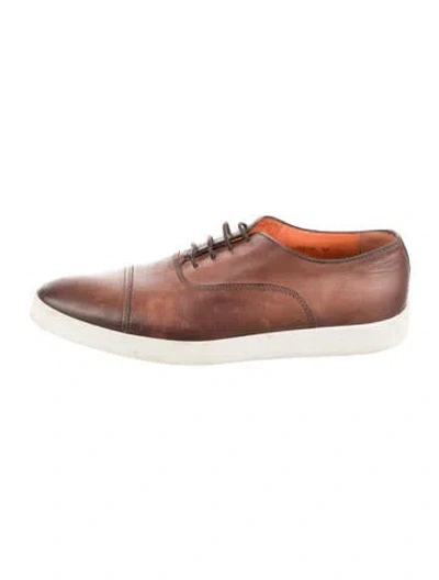 Pre-owned Santoni Leather Sneakers In Brown