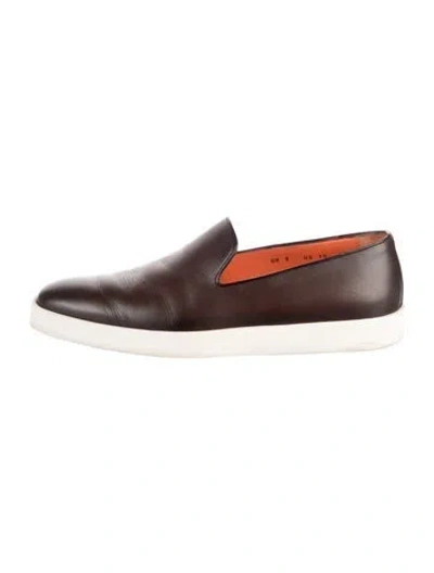 Pre-owned Santoni Leather Sneakers In Brown