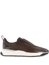 Santoni Perforated Low-top Sneakers In Brown