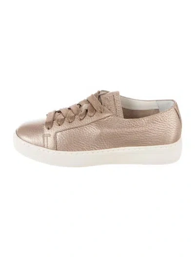 Pre-owned Santoni Leather Sneakers In Brown/metallic