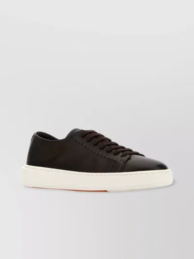 Santoni Leather Trainers Clean Silhouette Round Toe In Multicolor