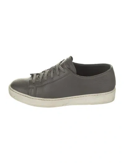 Pre-owned Santoni Leather Sneakers In Gray