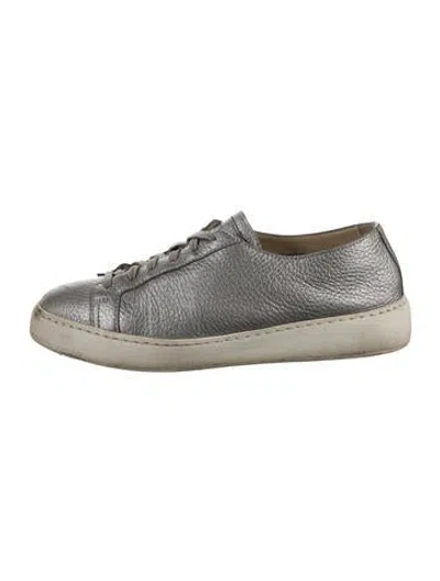 Pre-owned Santoni Leather Sneakers In Gray