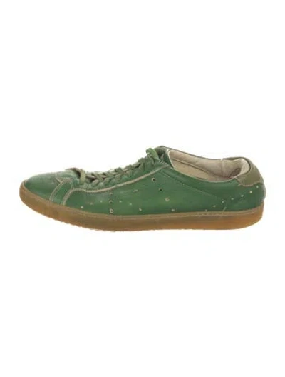 Pre-owned Santoni Leather Sneakers In Green