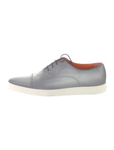 Pre-owned Santoni Leather Sneakers In Grey