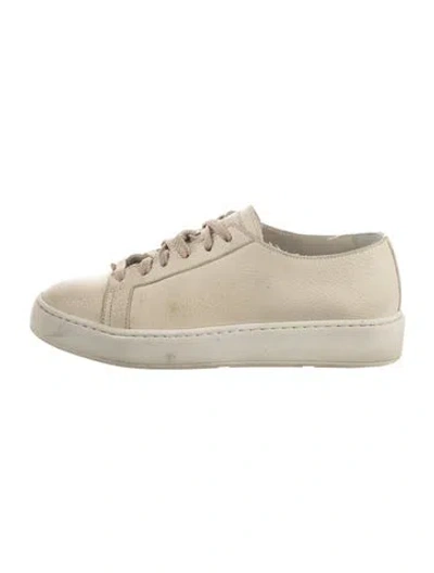 Pre-owned Santoni Leather Sneakers In Neutral