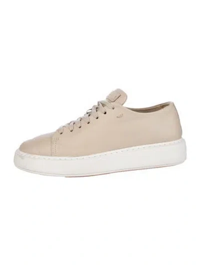 Pre-owned Santoni Leather Sneakers In Neutrals