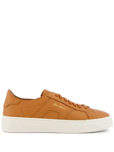 SANTONI LEATHER SNEAKERS