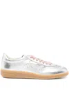 Santoni Leather Sneakers In Silver