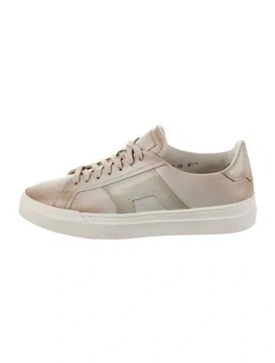 Pre-owned Santoni Leather Sneakers W/ Tags In Neutral