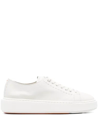 SANTONI LEATHER SNEAKERS