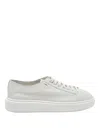 Santoni Tumbled Leather Sneaker In White