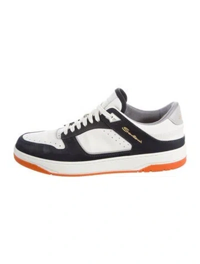 Pre-owned Santoni Leather Sneakers In White